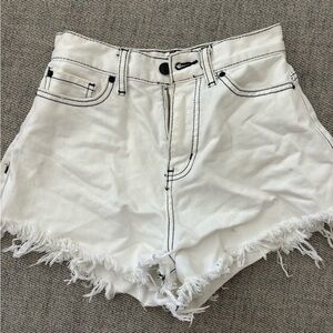 BDG White Pinch Waist Denim Shorts
